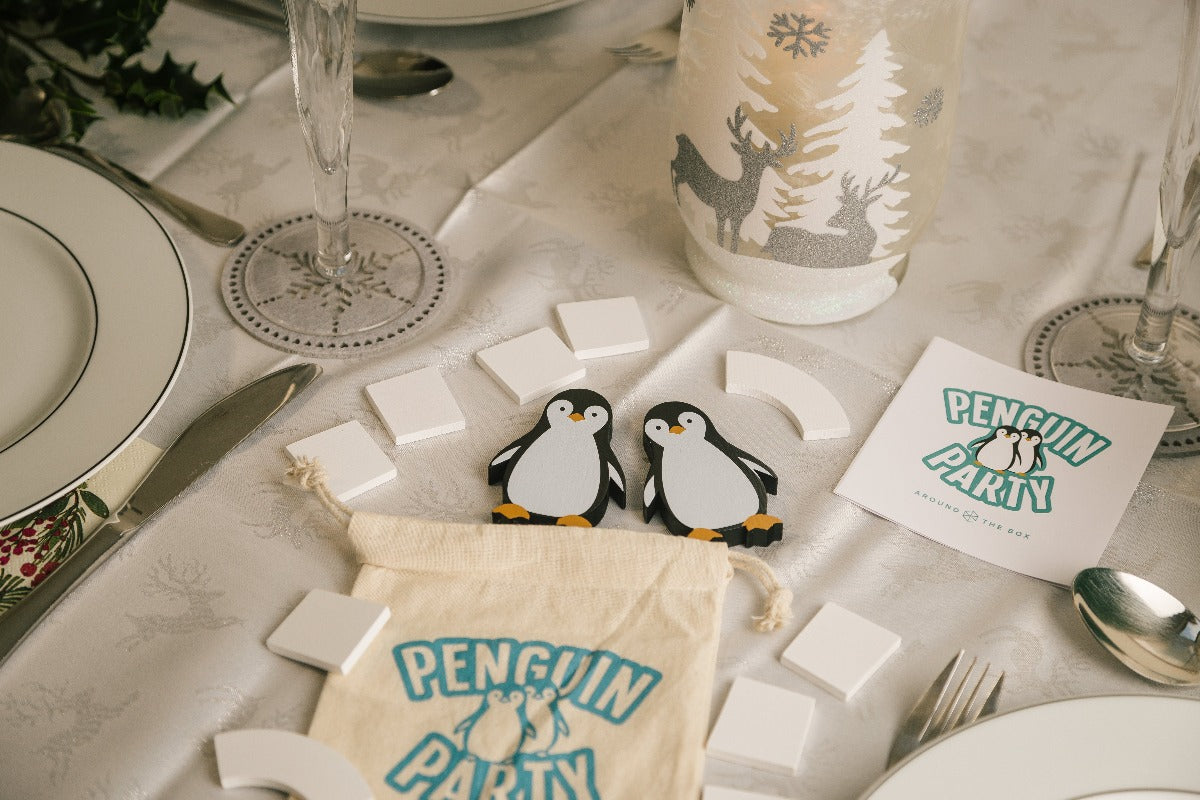 Penguin Party is an original wooden game that can be played anywhere
